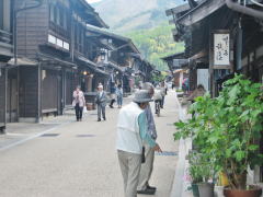 people walking in the town